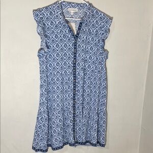 NWT Lucky Brand Blue Floral Boho Dress XL